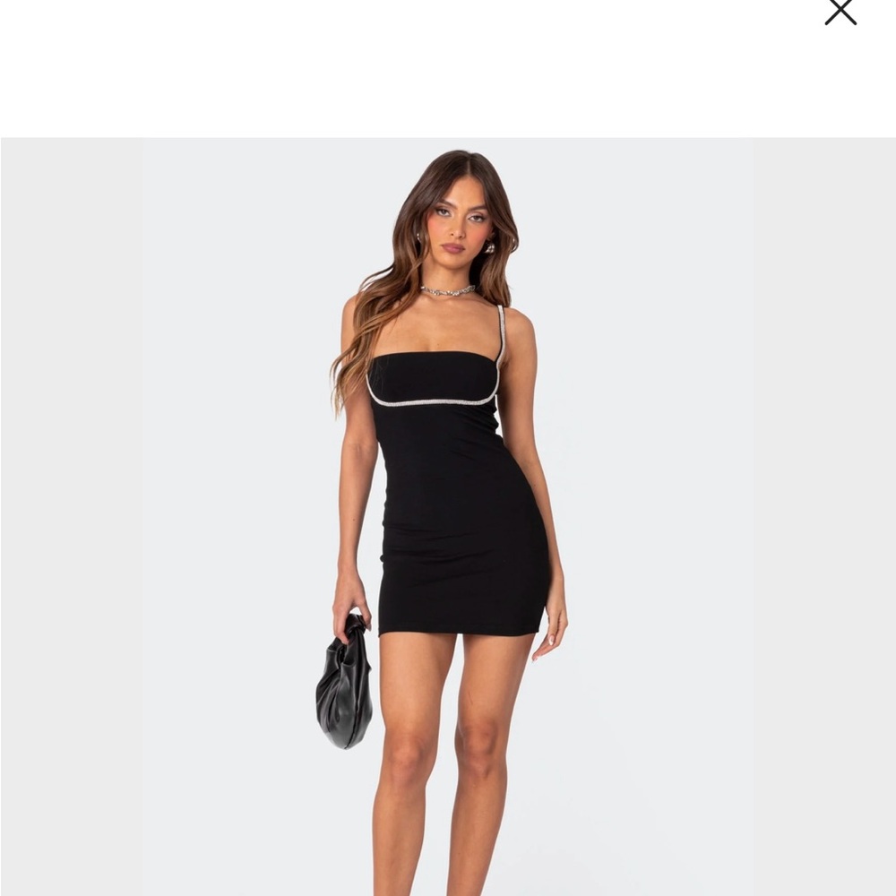 Edikted Dorothy Rhinestone Black Mini Dress